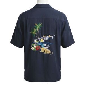 Vintage Go Barefoot Pina Cargo Company Men's Hawaiian Shirt Size XL